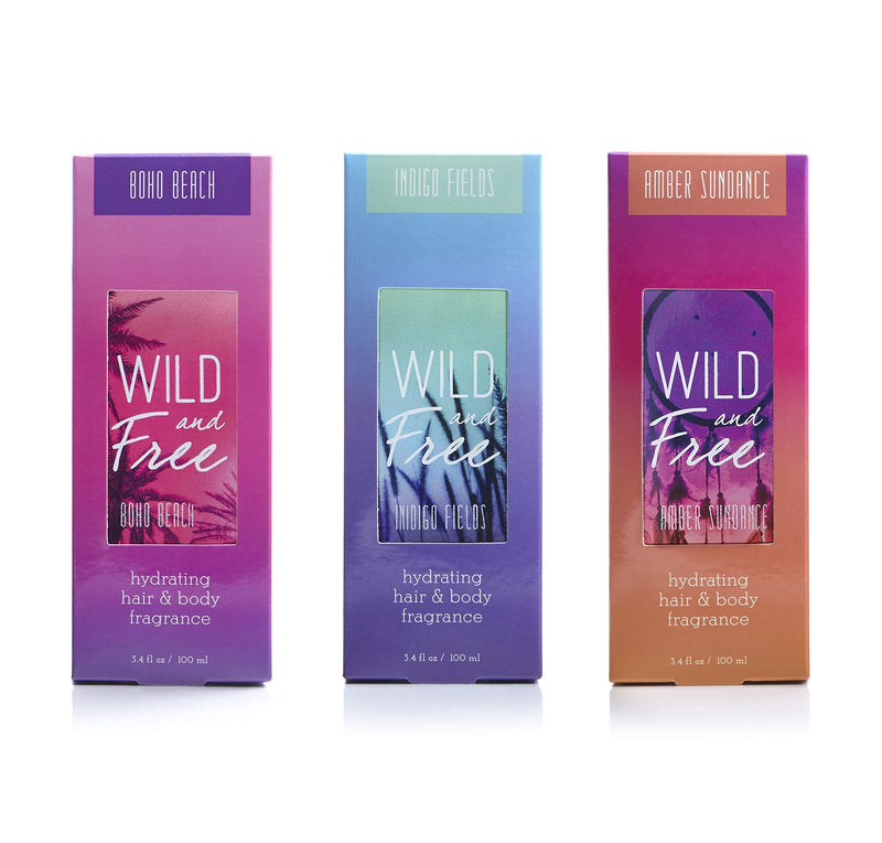 [Australia] - Wild and Free Hydrating Hair & Body Fragrance for Women - Amber Sundance - Fruity & Floral Body Spray - Natural Feminine Scent - 3.4 oz 100 ml 