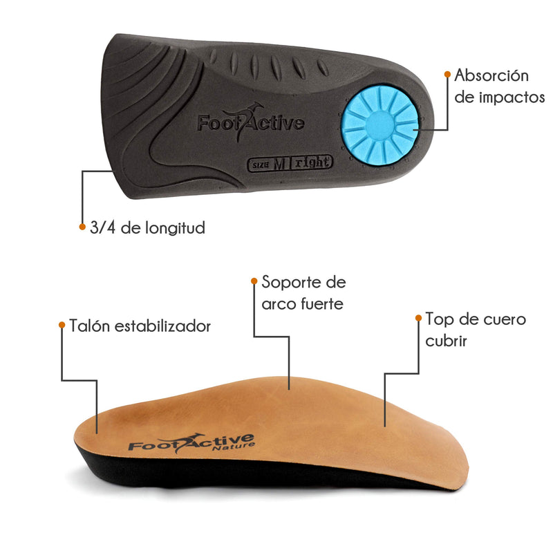 [Australia] - Leather Arch Support Orthotic Insole | FOOTACTIVE Nature | Proven to Help Reduce Heel Pain, Plantar Fasciitis, Knee Pain, Back Pain and Achilles Tendonitis 7/8.5 UK 