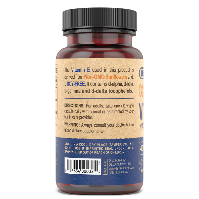 [Australia] - Deva Vegan Vitamins Natural Vitamin E 400iu with Mixed Tocopherols, 90-Count 