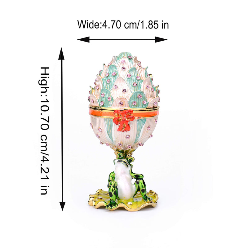 [Australia] - Furuida Faberge Egg Style Pitaya Enamel Jewelry Trinket Box Hinged with Crystal Ornaments Gift for Home Decor 