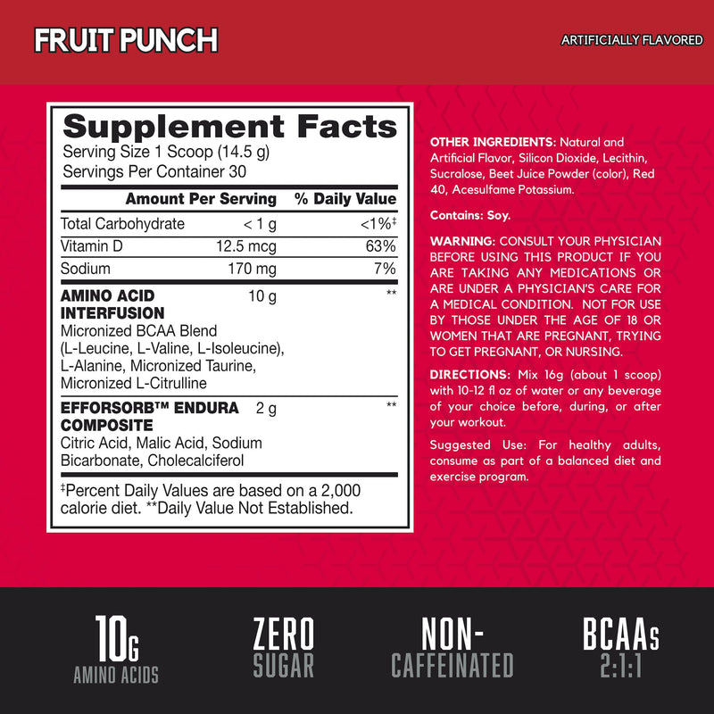 [Australia] - BSN Amino X Muscle Recovery & Endurance Powder with BCAAs, 10 Grams of Amino Acids, Keto Friendly, Caffeine Free, Flavor: Fruit Punch, 30 servings (Packaging may vary) AMINO-X - Fruit Punch 