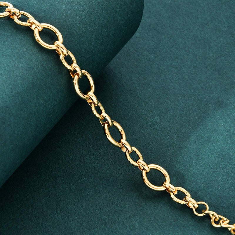 [Australia] - BUNSIKUNG Jewelry Women's 14K Gold Plated 316L Stainless Steel Link Chain Bracelet 