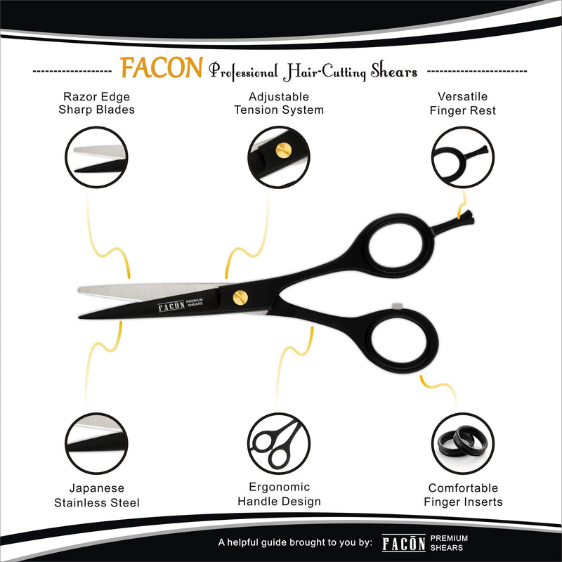 [Australia] - Facón Professional Razor Edge Barber Hair Cutting Scissors - Japanese Stainless Steel - 6.5" Length - Fine Adjustment Tension Screw - Salon Quality Premium Shears (The Bravo) Bravo Cutting 