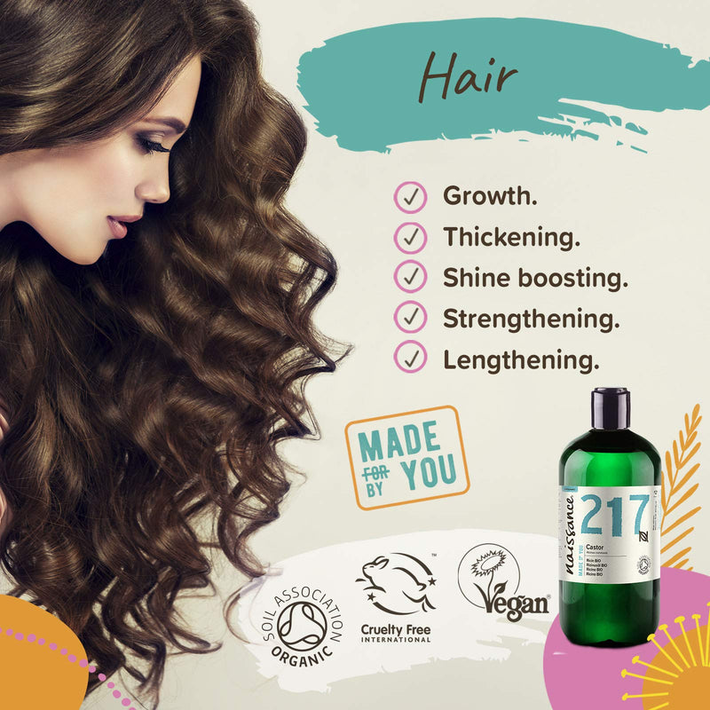 [Australia] - Naissance Certified Organic Castor Oil (no. 217) 500ml ‚Äì 100% Pure, Cold Pressed , Unrefined ‚Äì For Eyelashes, Hair, Eyebrows, Beard Growth, Nails, Skin, Massage ‚Äì Natural, Vegan, Hexane Free, No GMO 