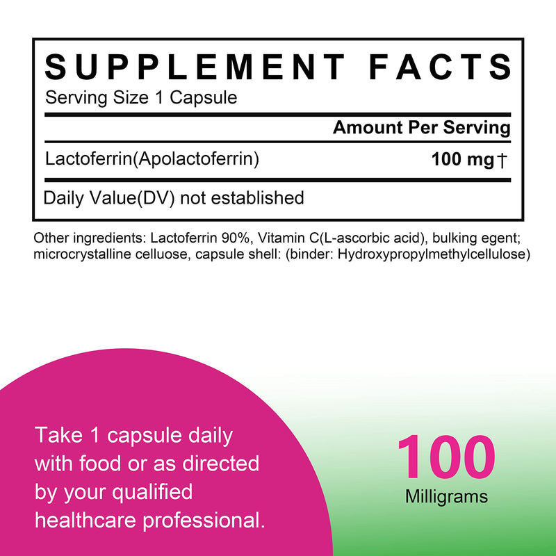[Australia] - Lactoferrin, 60 capsules, LFS 90% 100mg, Aliness, improves the immune system function, gluten free, vegan 