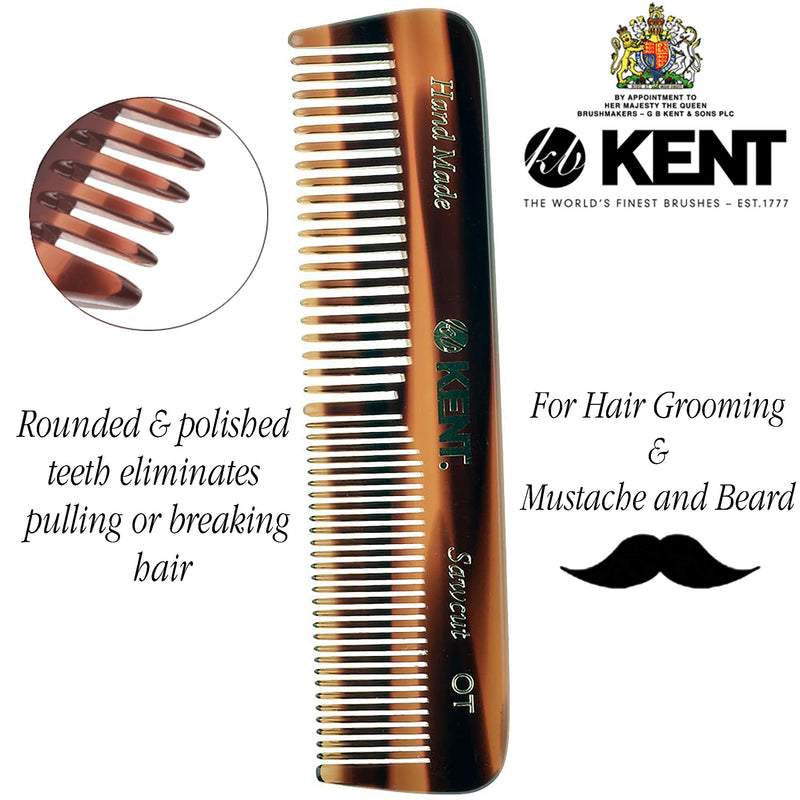 [Australia] - Kent Handmade Coarse and Fine Toothed Pocket Comb for Men, 11 cm, 1 Count (Pack of 1) 