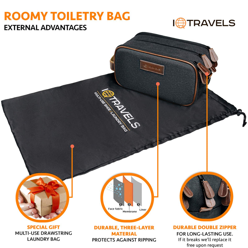 [Australia] - Travel Toiletry Bag - Dopp Kit for Men - Cosmetic Toiletry Bag for Men | Large Portable Bathroom Accessories Kit| Toiletry Kit | Hygiene Shaving bag | Mens Toiletry Travel Bag | Toiletries Bag for Men 