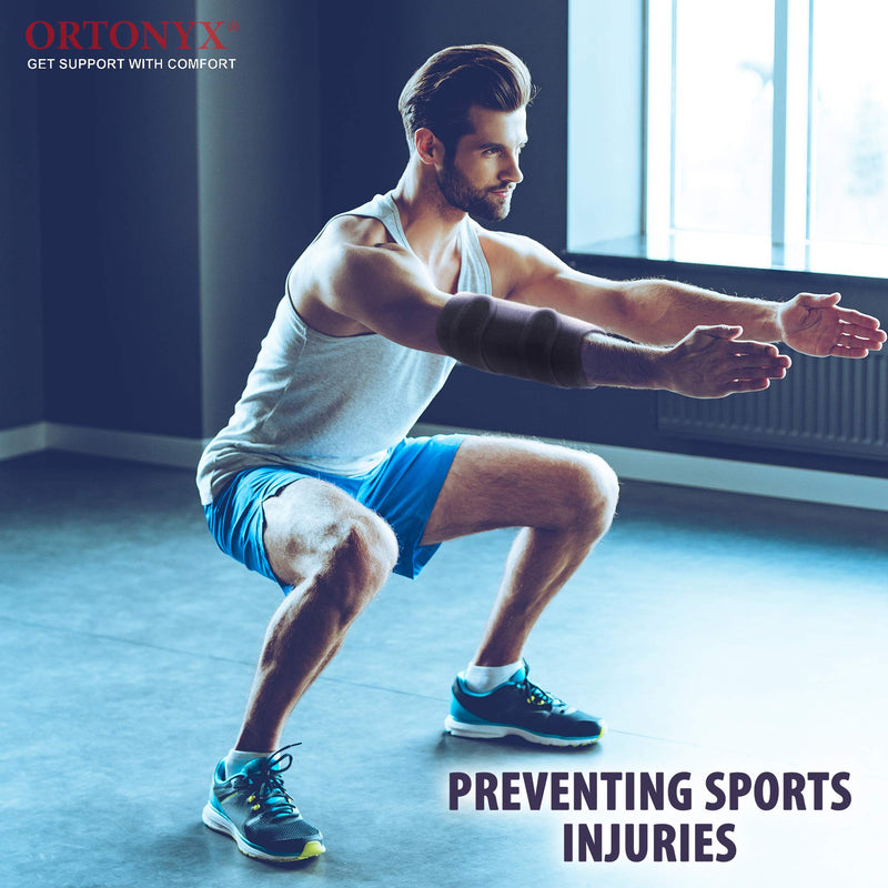 [Australia] - ORTONYX Elbow Support Brace Immobilizer Splint/Compression Sleeve for Man and Women Tennis and Golf Elbow, Tendonitis, Bursitis, Cubital Tunnel Syndrome, Arthritis Pain S/M Black Small/Medium (Pack of 1) 