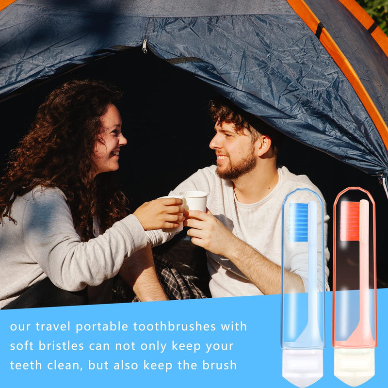 [Australia] - 4 Pcs Portable Toothbrush Set Travel Soft Folding Toothbrush Outdoor Mini Toothbrush Disposable School Toothbrush Firm Toothbrushes Foldable Toothbrushes Kit for Camping Traveling Adults Kids Childern 4 pcs 