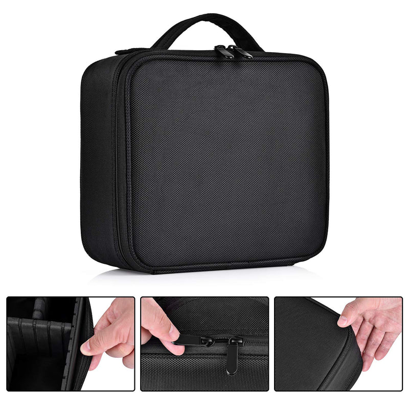 [Australia] - Travel Makeup Case Professional Cosmetic Train Cases Artist Storage Bag Make Up Tool Boxes Brushes Bags With Compartments Waterproof Detachable Vanity Organizer M Black 