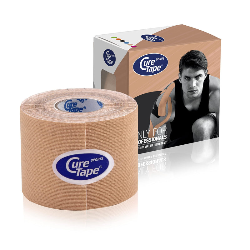 [Australia] - CureTape® Sports Kinesiology Tape | 30% Stronger Adhesion for Extreme Sporting Conditions | Waterproof & Quick Dry Viscose | Recover Faster, Train Harder! (Beige) Beige 