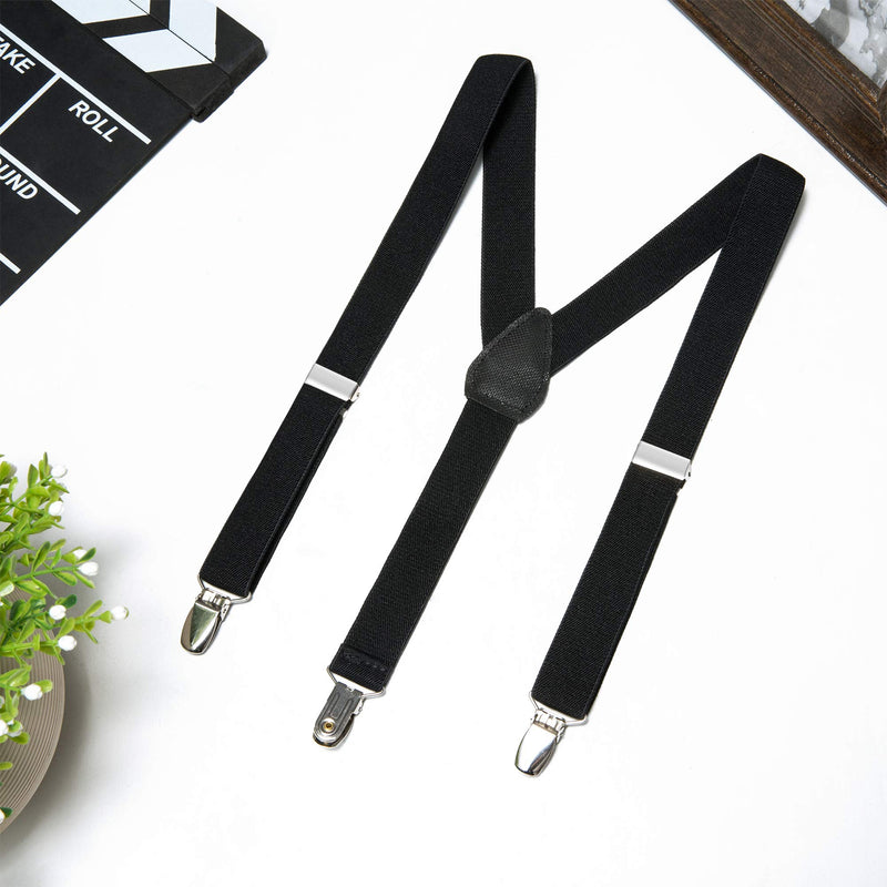 [Australia] - Buyless Fashion Adjustable Suspenders for Kids Toddlers Baby Elastic Solid Color 1 Inch - Y Back Design 22 Inch/7 Months - 3 Years Black 