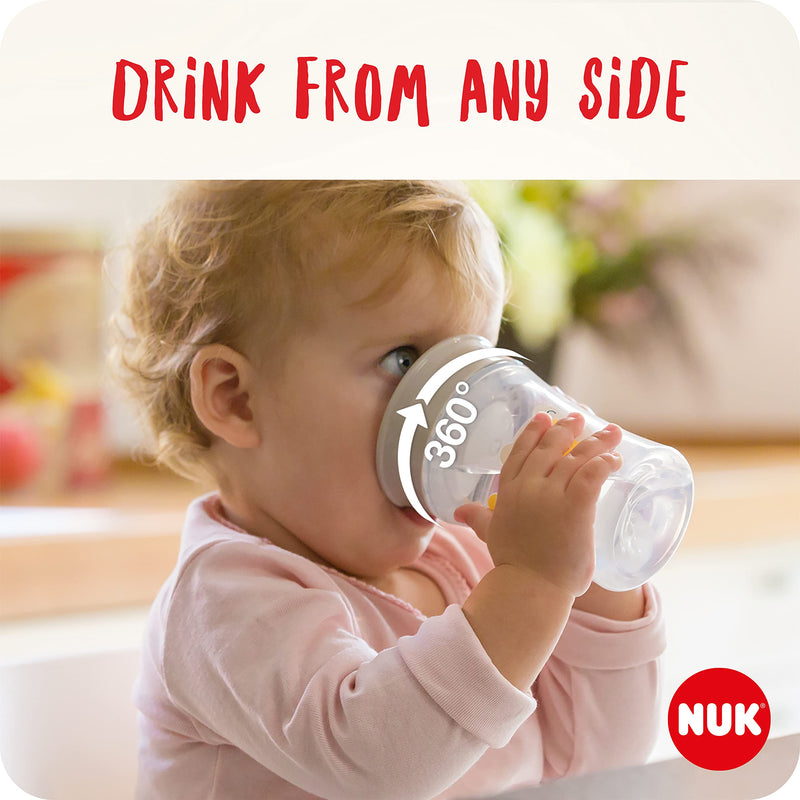 [Australia] - NUK Magic Cup Sippy Cup | 360° Anti-Spill Rim | 8+ Months | Leak-Proof & BPA-Free | 230 ml | Blue Cat Cat (Neutral) 