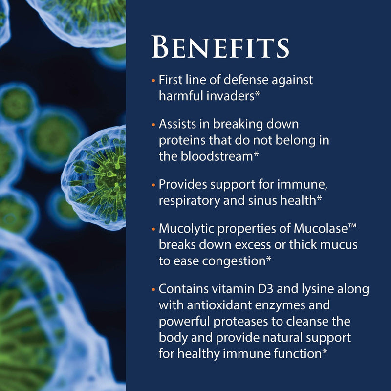 [Australia] - Enzyme Science™ Enzyme Defense™ Pro, 60 Capsules–Immunity Support Supplement – Formulated with Vitamin D3, L-Lysine, Calcium, and Protease–Enzyme Digestion Support –Immune System Standard Packaging 