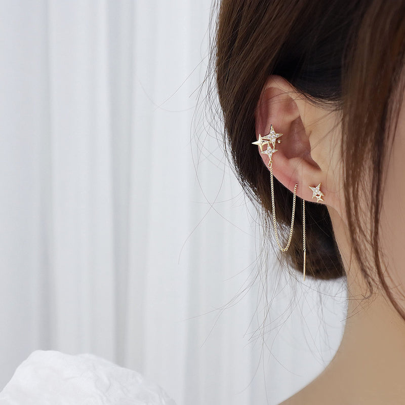 [Australia] - Vercret Gold Earrings Cuff for Women - CZ Earrings for Girls, Ear Cuff Gifts for Friend,Sister, Daily Wearing… Cartilage Star 