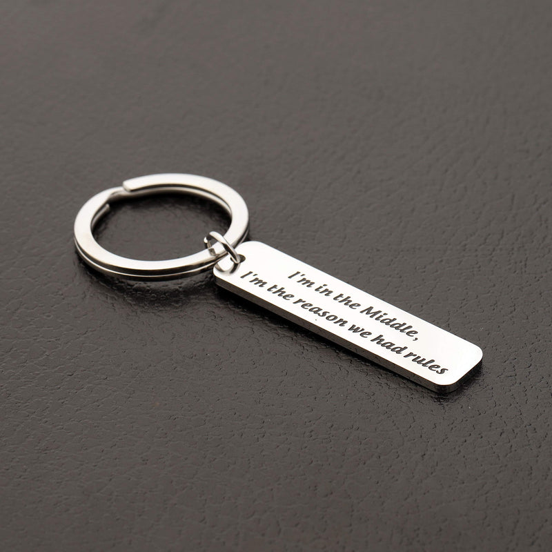 [Australia] - AKTAP Brother Keychain Sibling Jewelry Gift for Brother or Sister Family Jewelry Sister Gifts the oldest the middle the youngest 