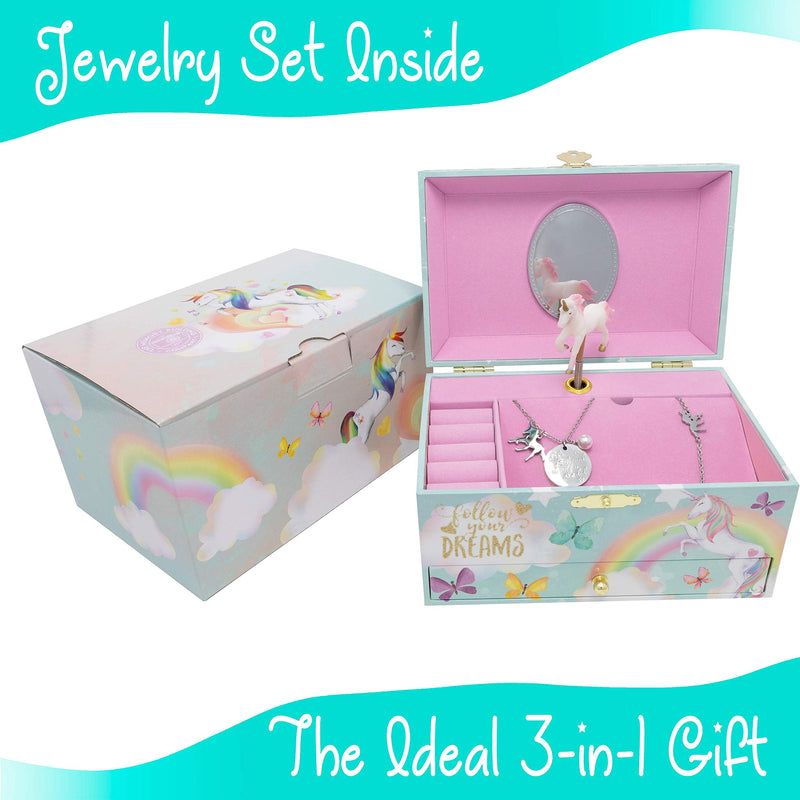 [Australia] - The Memory Building Company Unicorn Music Box & Little Girls Jewelry Set - 3 Unicorn Gifts for Girls 