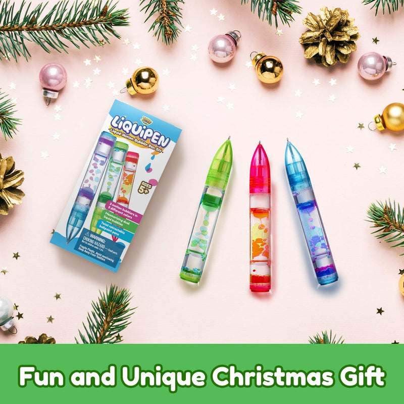 [Australia] - YoYa Toys Liquipen - Liquid Motion Bubbler Pens Sensory Toy (3 Pack) - Writes Like a Regular Pen - Colorful Liquid Timer Pens Great for Stress and Anxiety Relief - Cool Fidget Toys for Kids and Adults 