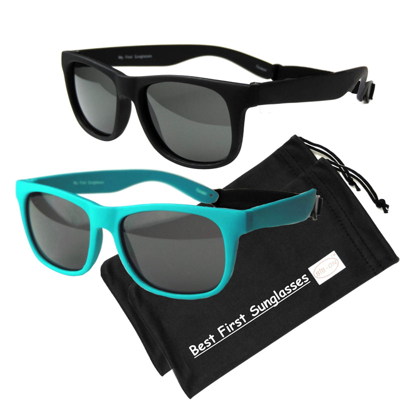 [Australia] - Vintage 2 Pack- Toddler's First Sunglasses for Ages 2-4 Years Black and Teal 