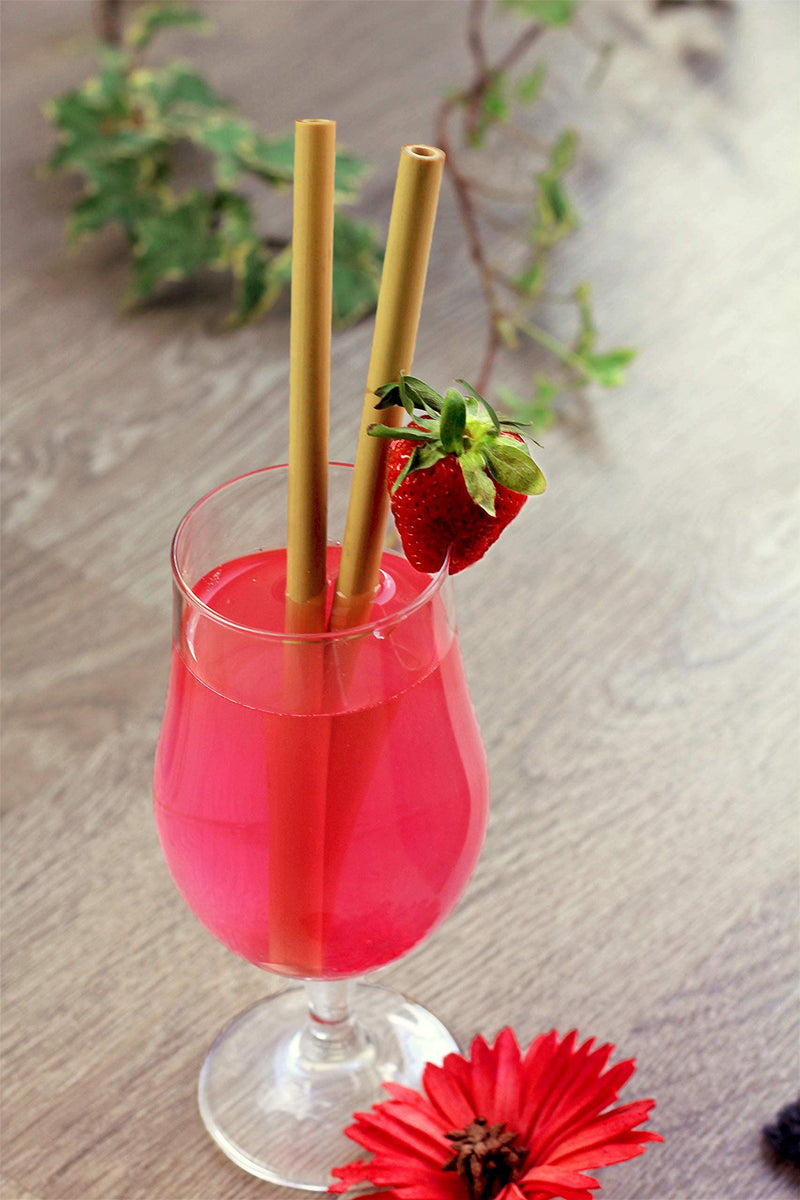 [Australia] - FOOGO Green 10 Bamboo Straws with Cleaning Brush | Reusable | 20cm | 2 diameters | Juices and Smoothies Drinking Straws | 100% Natural | Biodegradable | Eco Friendly 
