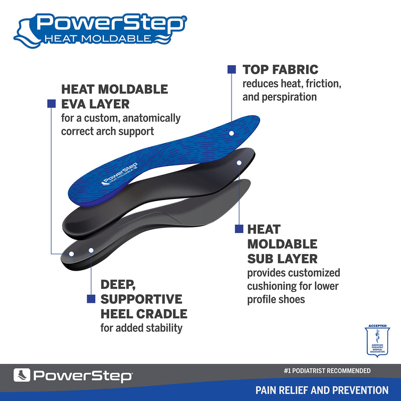 [Australia] - PowerStep Insoles, Custom Fit Orthotic, Molded Arch Support Insole, Exact Fit Instant Custom Orthotic For Women and Men Women's 10.5-11 / Men's 9-9.5 Blue 