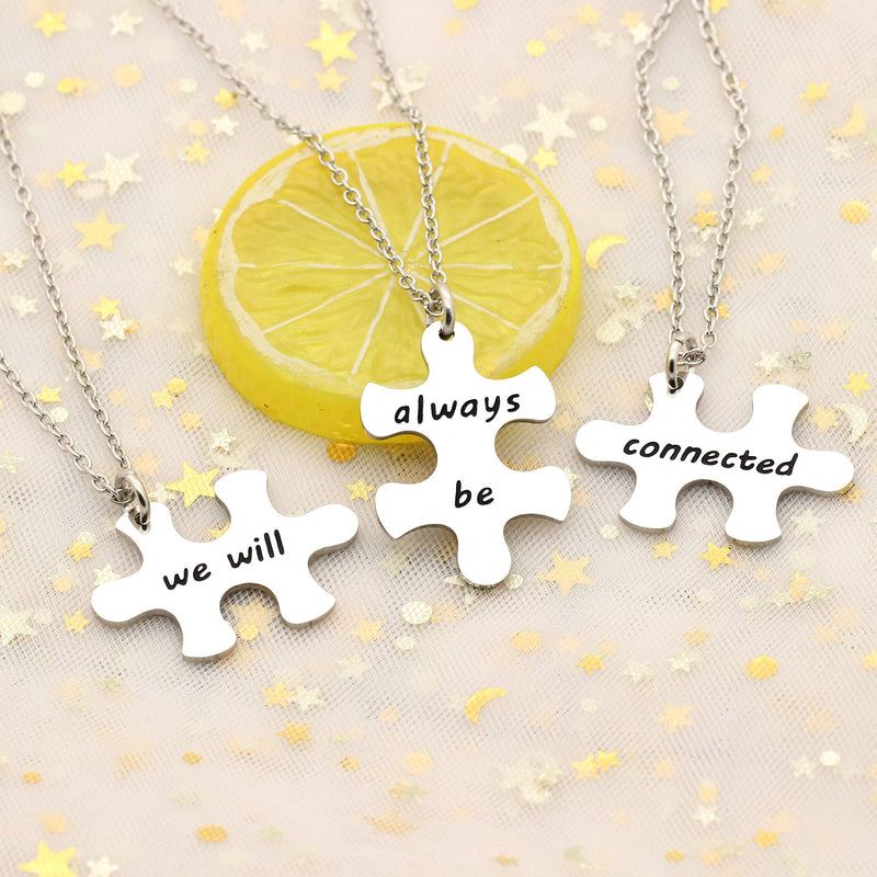 [Australia] - 3pcs Best Friend Pendant Necklace Graduation Gifts Birthday Party We Will Always Be Connected 