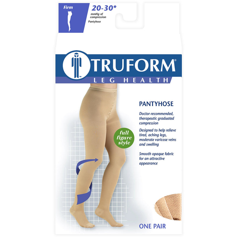 [Australia] - Truform 20-30 mmHg Compression Pantyhose, Plus Size Women's Support Tights Hosiery, Beige, Petite 