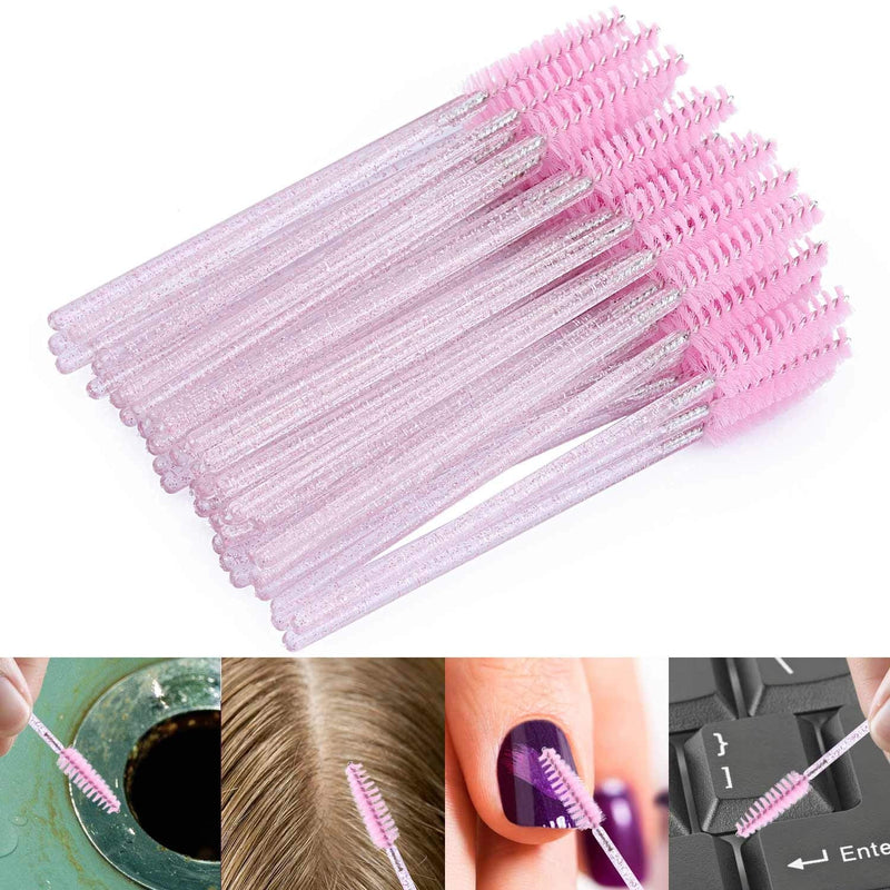 [Australia] - Tbestmax 100 Disposable Eyelash Brush Mascara Wands Spoolies for Eye Lashes Extension Eyebrow Pink Pink-02 