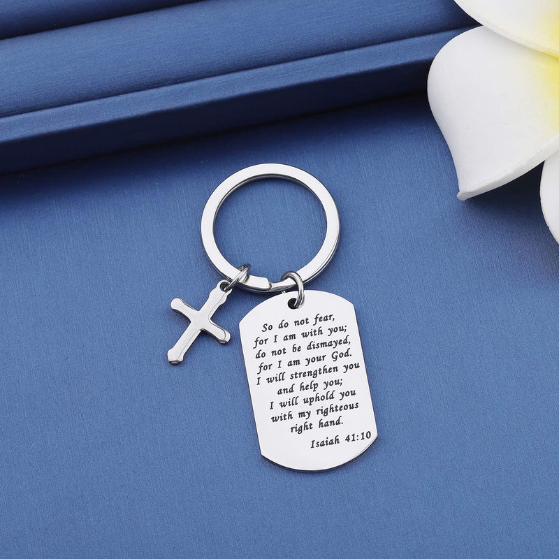 [Australia] - MYOSPARK Christian Keychain So Do Not Fear for I Am with You Isaiah 41 10 Scripture Keychain Inspirational Jewelry Religious Gift 