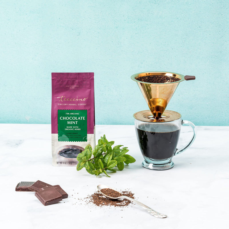 [Australia] - Teeccino Chicory Coffee Alternative – Chocolate Mint – Ground Herbal Coffee That’s Prebiotic, Caffeine Free & Acid Free, Light Roast, 11 Ounce 