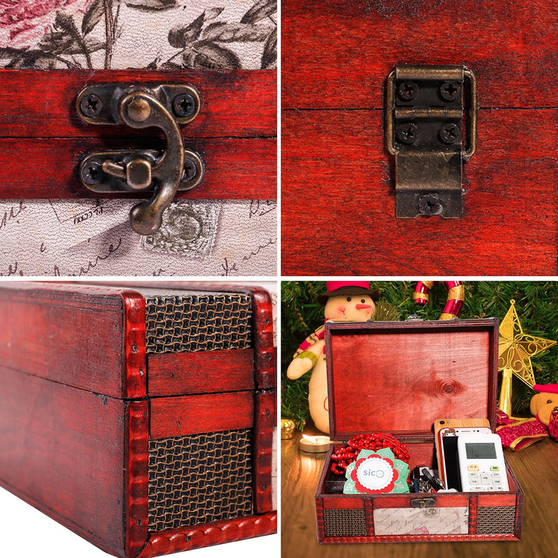 [Australia] - SICOHOME Treasure Box,9.0" Vintage Wooden Box for Jewelry,Tarot Cards,Gift Box,Gifts and Home Decoration Stamp 