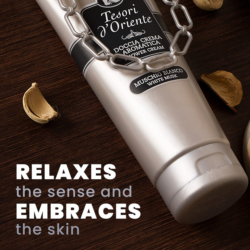 [Australia] - Tesori d'Oriente Shower Gel for Women & Men, Shower Gel Body Wash, Womens Shower Gel, Essential Ingredients for Body Wash & Skin Care - 250 Ml-8.45us Fl Oz- [Italian Import ]-(White Musk) 