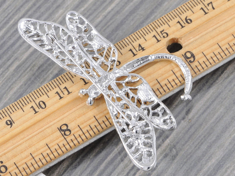 [Australia] - Alilang Silver Tone Iridescent Clear Crystal Rhinestone Dragonfly Flying Insect Brooch Pin 