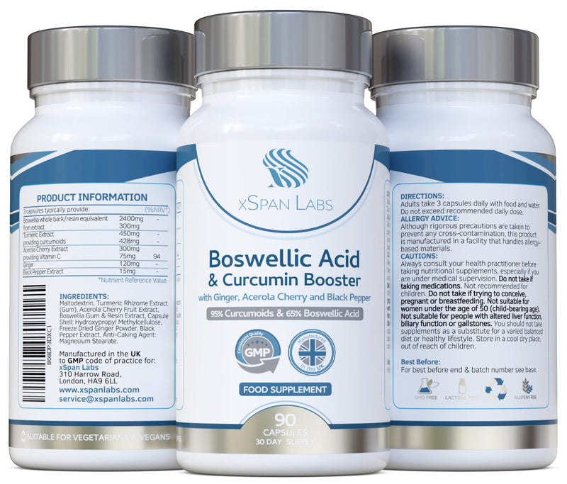 [Australia] - Boswellic Acid & Curcumin Booster Complex � 1 Month Supply, 90 Capsules - containing Minimum 95% Curcumoids & 65% Boswellic Acid - with Added Ginger, Acerola Cherry and Black Pepper 