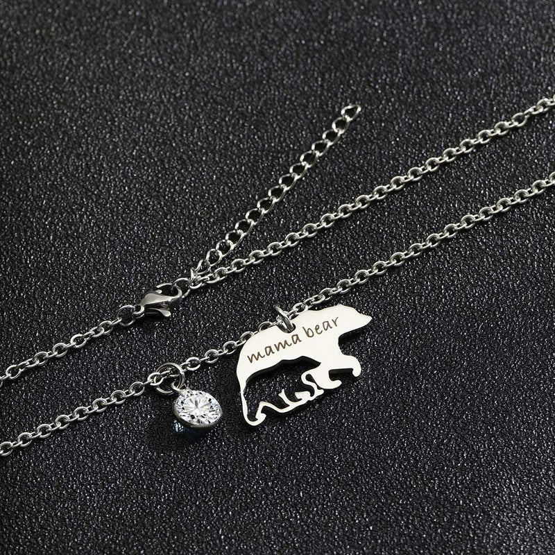 [Australia] - BlinkingSoul Mama Bear Necklaces Pendant Birthstone Jewelry for Women Girls April-birthstone 