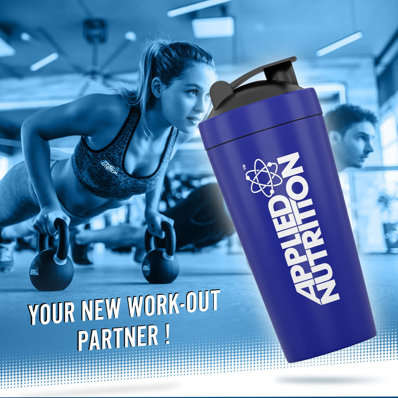 [Australia] - Applied Nutrition Metal Protein Shaker - Sports Supplements Stainless Steel Shaker, Metal Shaker Bottle, Durable & Lightweight (750ml) 