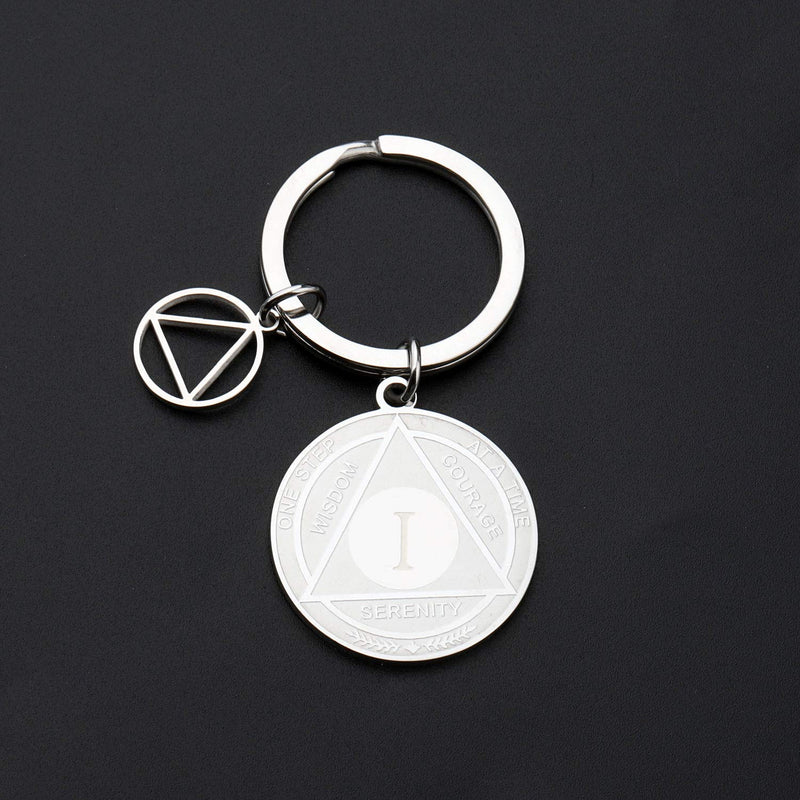 [Australia] - BNQL AA Anniversary Medallion Keychain Sober Recovery Gifts 1 Year 2 Year 3 Year Serenity Prayer AA Sobriety Gifts keychain 1 