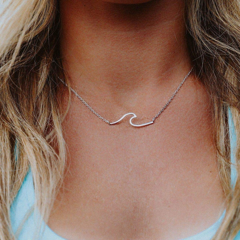 [Australia] - Pura Vida Silver or Gold Wave Coast 16" Necklace - .925 Sterling Silver or Gold Necklace 