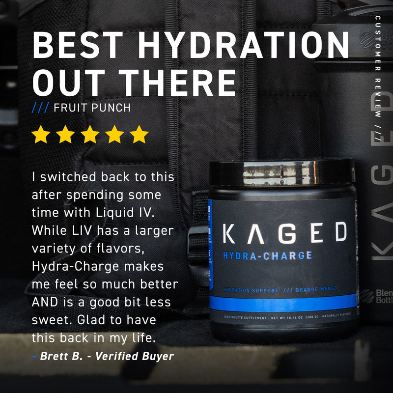 [Australia] - Electrolytes, Kaged Muscle Hydra-Charge Premium Electrolyte Powder, Hydration Electrolyte Powder, Pre Workout, Post Workout, Intra Workout, Orange Mango, 60 Servings, Clear 60 Servings (Scoop) 