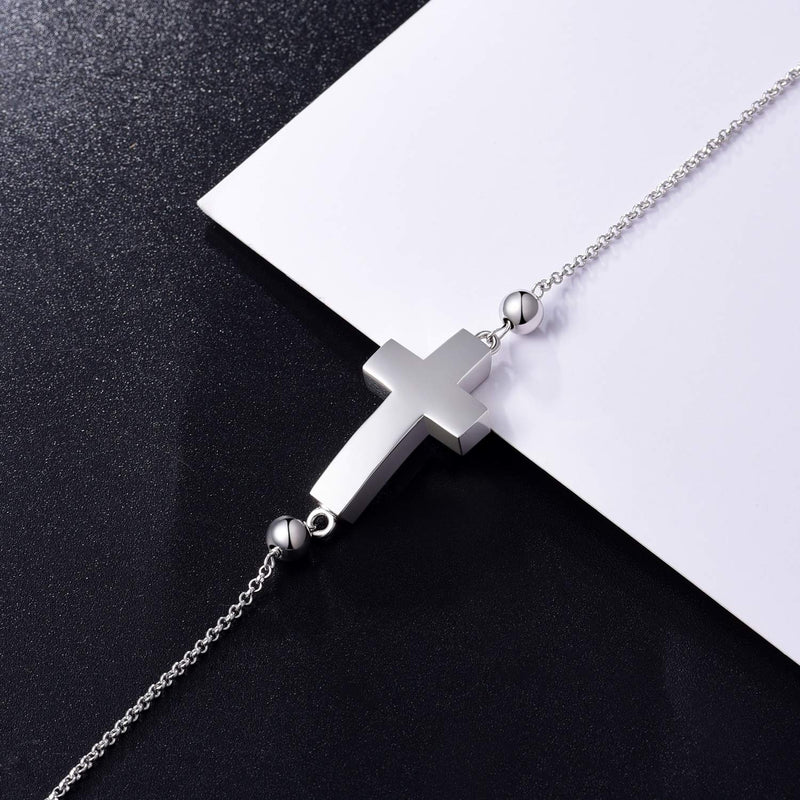 [Australia] - Jinlou 925 Sterling Silver Cross Urn Bracelet for Ashes Holder Keepsake Cremation Bangle Jewelry heart locket bracelet 