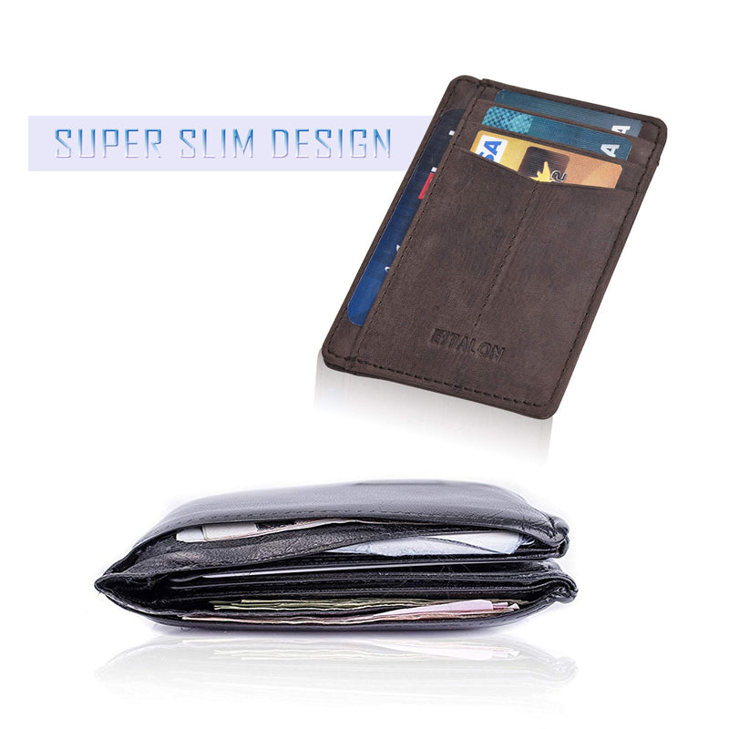 [Australia] - Minimalist Wallet for Men and Women - Genuine Leather RFID Secured Card Case Brown 