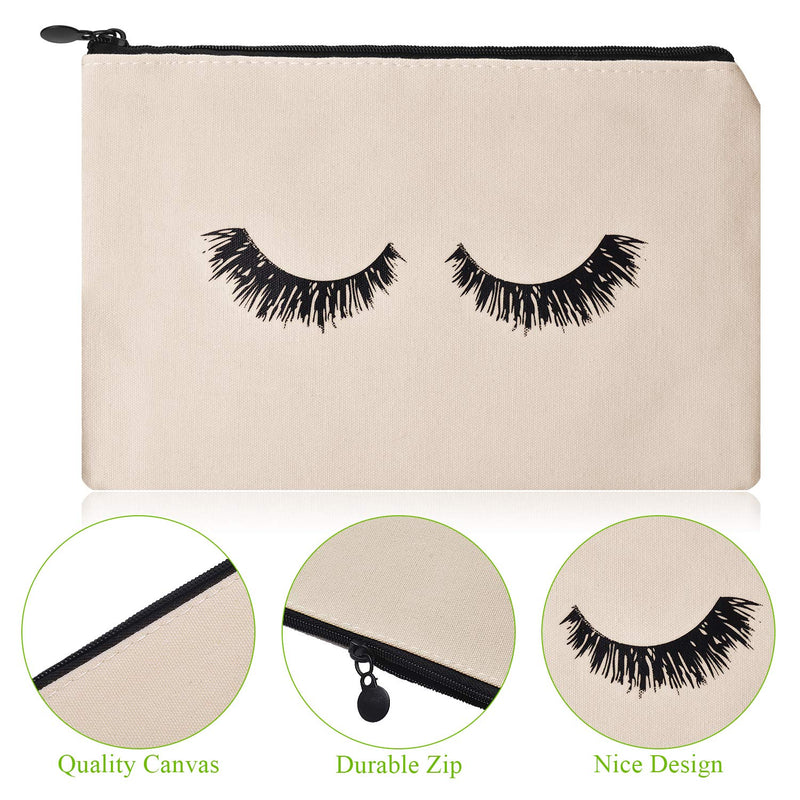 [Australia] - ABOAT 12 Pieces Eyelash Cosmetic Bags Makeup Bags Travel Pouches Toiletry Bag Cases with Zipper for Women Girls（Beige） Beige 