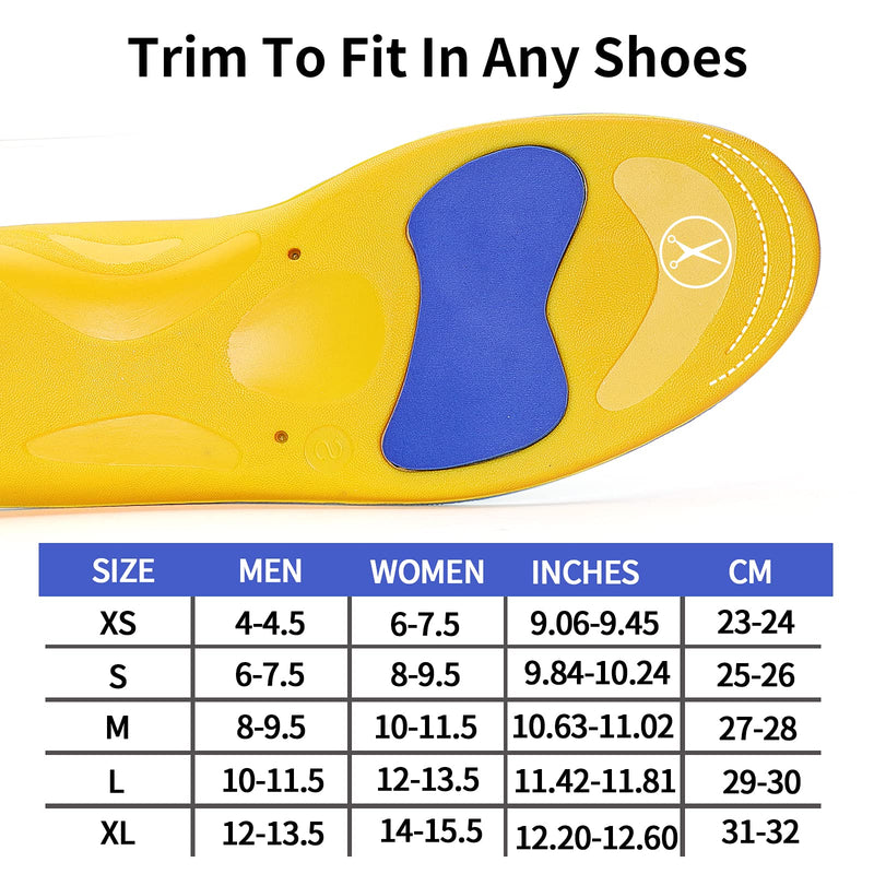 [Australia] - Walkomfy Pain Relief Orthotics,Plantar Fasciitis High Arch Support Insoles for Women Men,Orthotic Shoe Inserts for Flat Feet,Metatarsalgia,Heel Pain,Work Boots Running Gel Insoles for Standing All Day Blue L (Men 10-11.5/Women 12-13.5) 