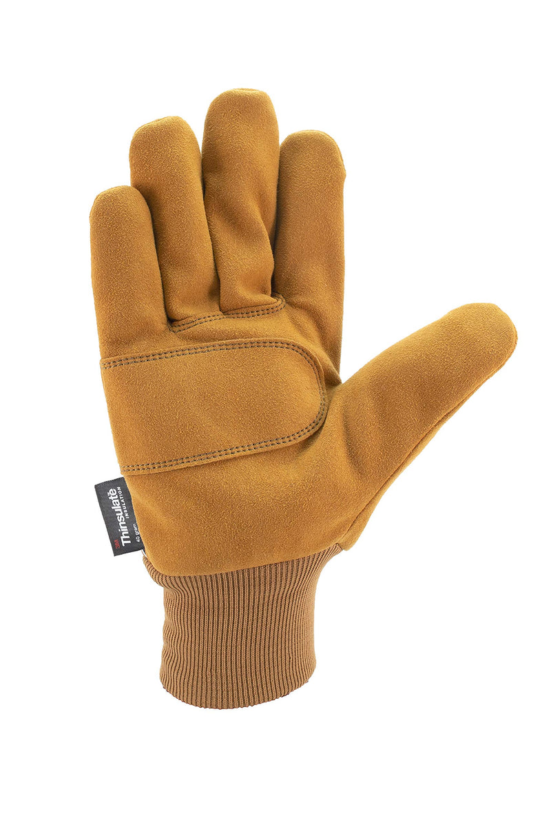 [Australia] - Carhartt Men's Insulated Suede Work Glove with Knit Cuff Small Brown 