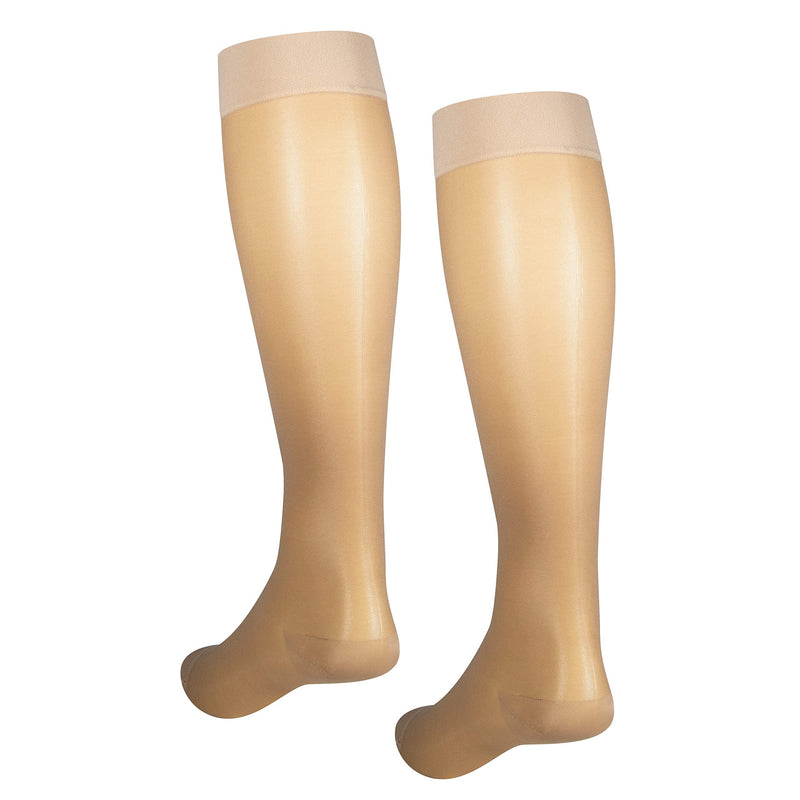 [Australia] - NuVein Sheer Compression Stockings, 15-20 mmHg Support, Women's Medium Denier Nylons, Knee High, Closed Toe, Beige, 3X-Large 3X-Large (1 Pair) 