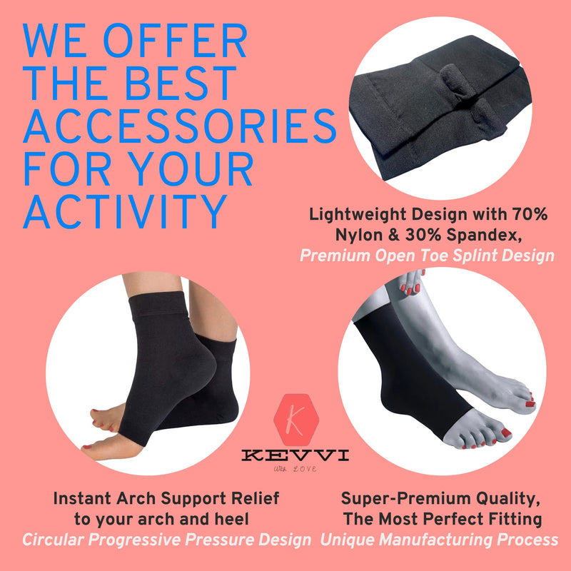 [Australia] - KEVVI Ankle Compression Socks Open Toe, Ankle Compression Sleeves, Achilles Tendon Support Socks for Plantar Fasciitis, Ankle Brace Sleeves Compression Support Socks for Women & Men Swelling, 20-30 mmHg, Ankle Compression Hose Tendonitis (Black, M) Black 