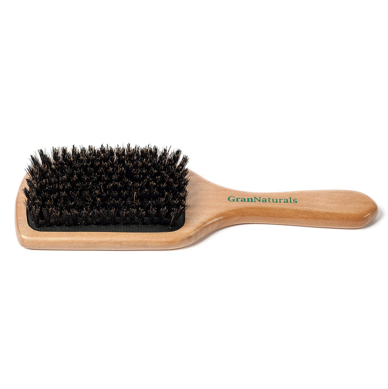 [Australia] - Boar Bristle Hairbrush for Women and Men - Natural Wooden Large Flat Square Paddle Hair Brush 