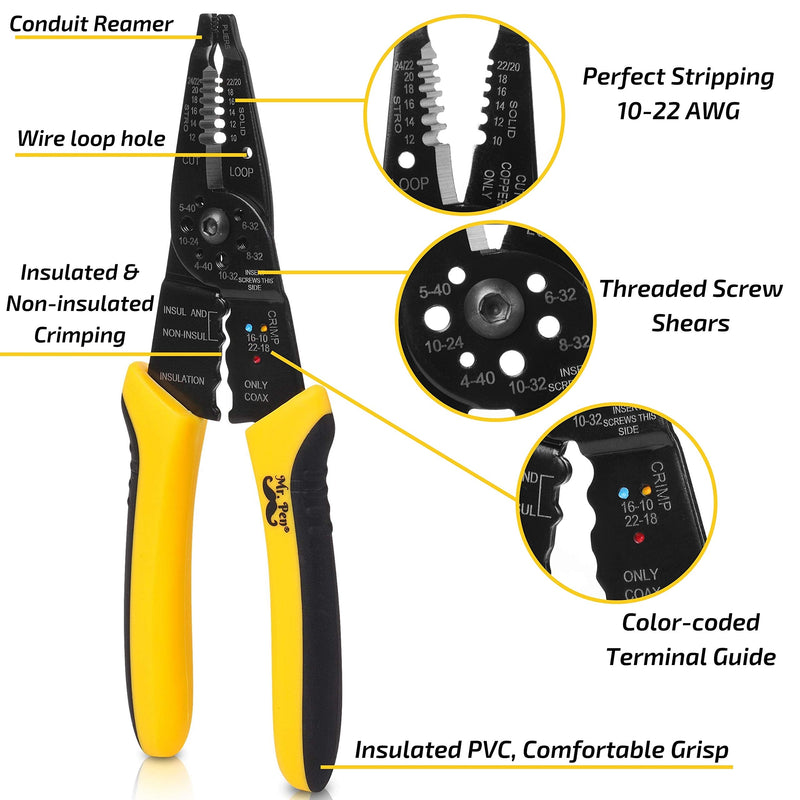 [Australia] - Mr. Pen- Wire Stripper, 8 inch, Wire Cutter, Wire Stripper Crimper, Wire Stripping Tool, Cable Stripper, Wiring Tools, Wire Crimping Tool 