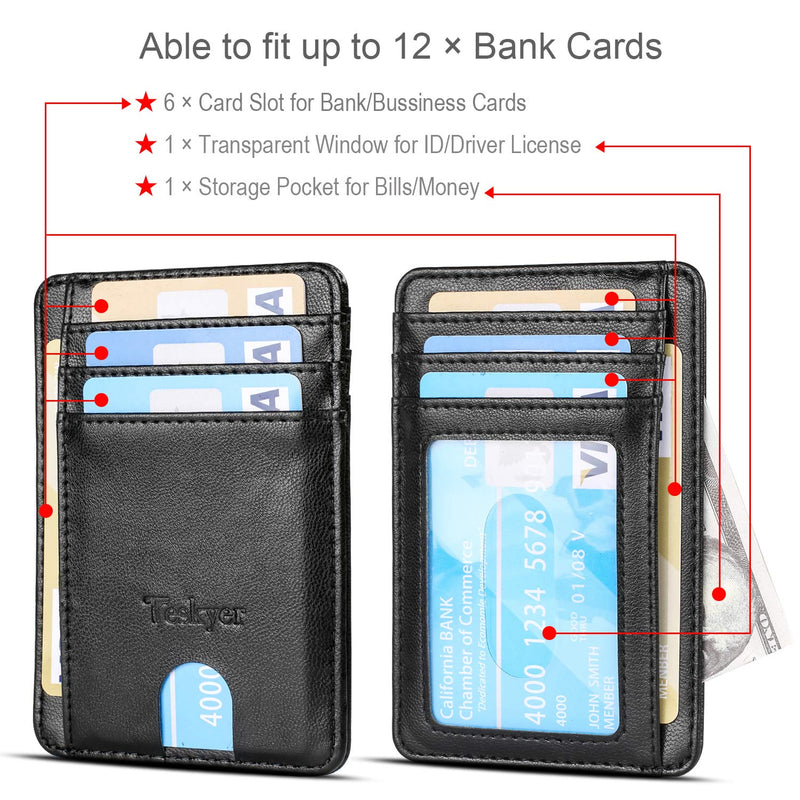 [Australia] - Teskyer Minimalist Wallet, Slim Wallet for Men Women, Credit Card Holder Wallet, RFID Blocking Front Pocket Wallet black 