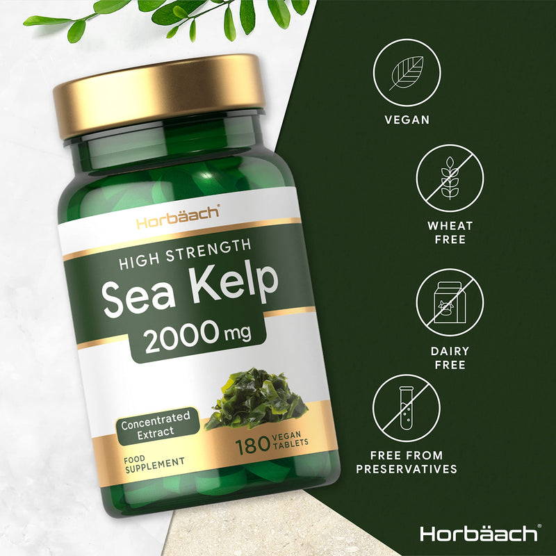 [Australia] - Sea Kelp 2000 mg | 180 Vegan Tablets | Natural Source of Iodine | High Strength | Concentrated Extract | No Artificial Preservatives| by Horbaach 
